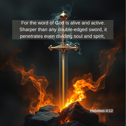 Bible Foam Print - Hebrews 4:22 “Flaming sword of the spirit”